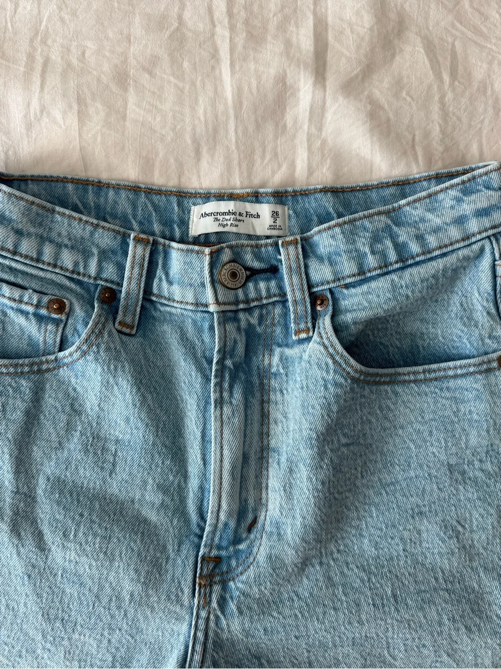 Abercrombie & Fitch Light Blue Denim High-Rise Shorts - Picture 2 of 6
